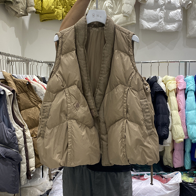 韩版文艺常规V领大码羽绒马甲女