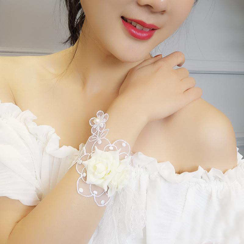 艾米米款超值晚会优雅手环DIY手作韩国原宿玫瑰花朵蕾丝唯美手链