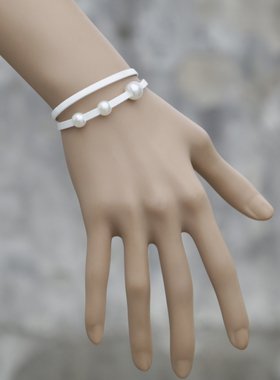 艾米米pu皮绳新款唯美小众达人流行仿珍珠简约气质百搭时尚手链