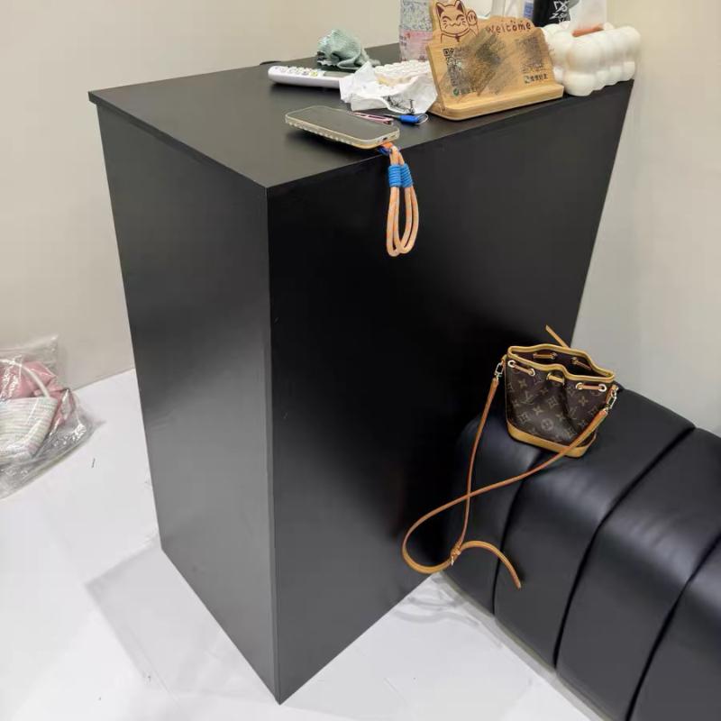 服装店美甲店小型店铺收银台接待台中岛展示柜迷你小黑色吧台简约