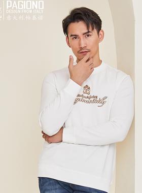 【莫代尔】帕基诺2024秋冬新款经典英文圆领长袖卫衣男250202