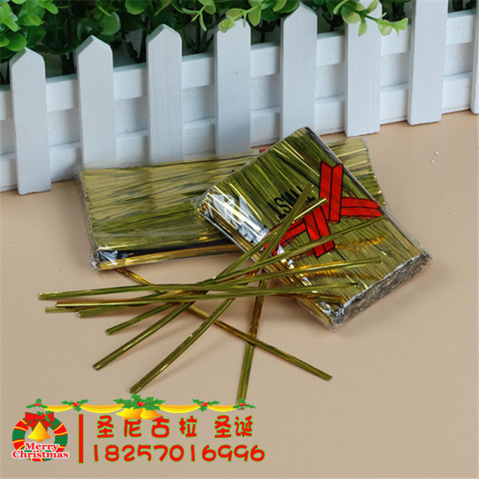 PVC礼品袋挂饰扎带 圣诞铁线铁扎丝 金色圣诞扎口线蝴蝶结金线,节庆用品/礼品,圣诞装饰品,淘宝优惠券,粉丝福利购,淘宝优惠卷