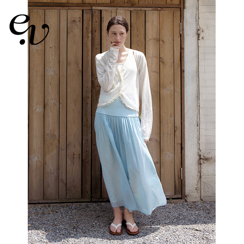 Even Vintage | 莱赛尔混纺 优雅时尚宽松百搭叠褶唯美A字半裙