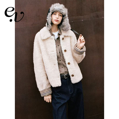 Even Vintage | 100%羊毛 冬季保暖百搭温柔羊羔毛外套复古短外套