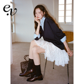 蓬蓬A字版 短款 型高腰松紧波点蕾丝花边不规则半裙 Vintage Even