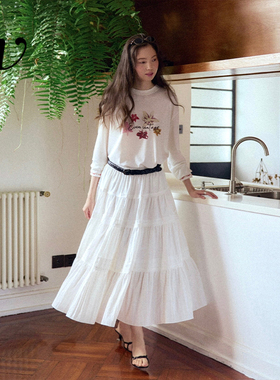 Even Vintage | 竹纤维混纺 浪漫优雅风白色肌理感蓬蓬蛋糕半身裙