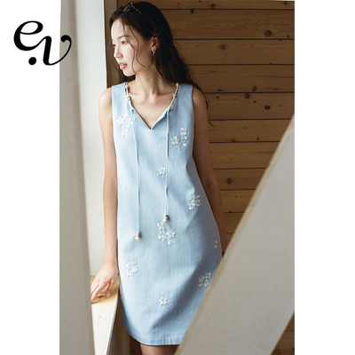 EvenVintage夏季蓝色连衣裙