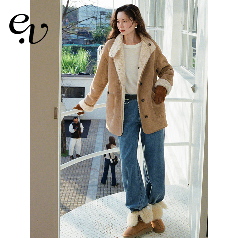 【11月27日20:00 新品2件9折】Even Vintage |皮毛一体羊羔毛外套