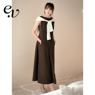 天丝哑光立体压褶无袖 复古浓情 圆领连衣裙 Vintage Even