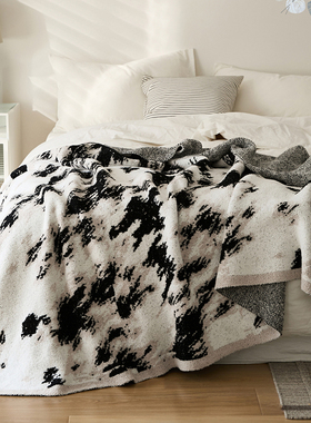 Aurora borealis糯叽叽半边绒针织毯子 休闲盖毯办公室午睡沙发毯