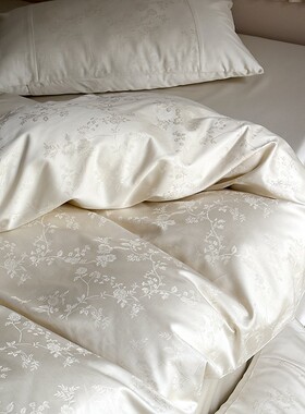 轻奢小香高级感貌美温柔100S全棉贡缎小提花四件套长绒棉春秋床品