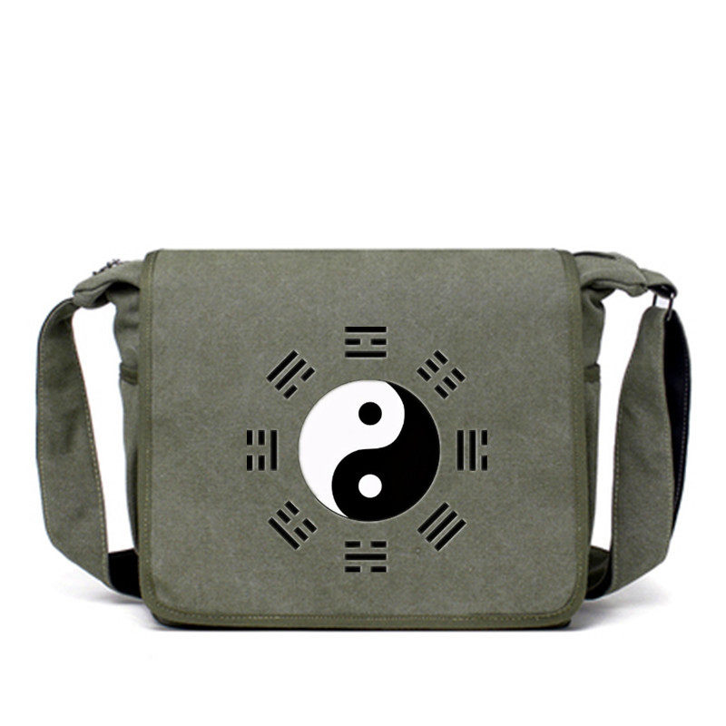休闲男包单肩包男八卦太极包复古男士斜挎包男式背包帆布包横款