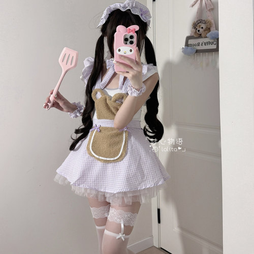 性感纯欲可爱荷叶边厨娘开档女仆