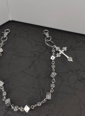 美式复古骰子十字花拼接腰链