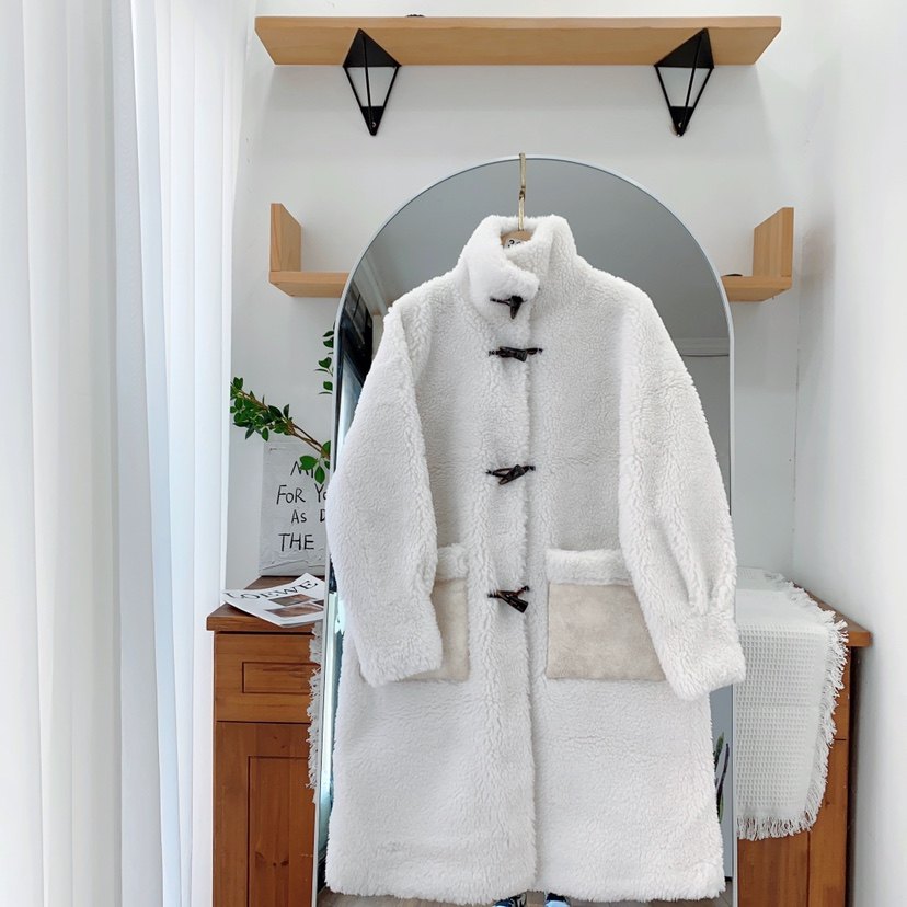 2023冬季新款颗粒羊剪绒大衣女中长款羊羔毛皮毛一体保暖皮草外套