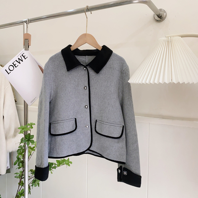 小香风双面呢羊绒大衣女秋冬新款短款毛呢外套女