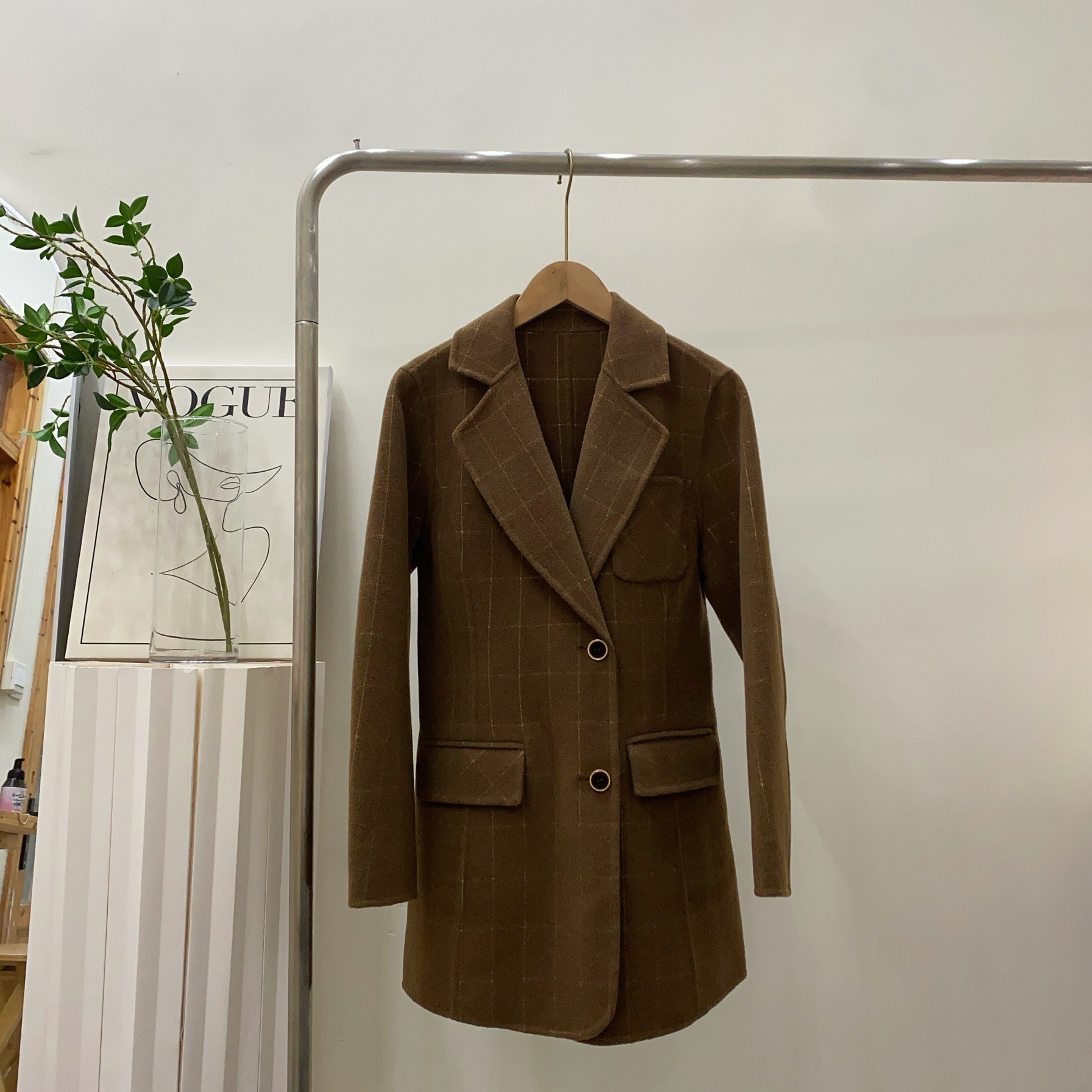 2025秋韩系休闲风高级感双面羊绒大衣小香风外套气质上衣