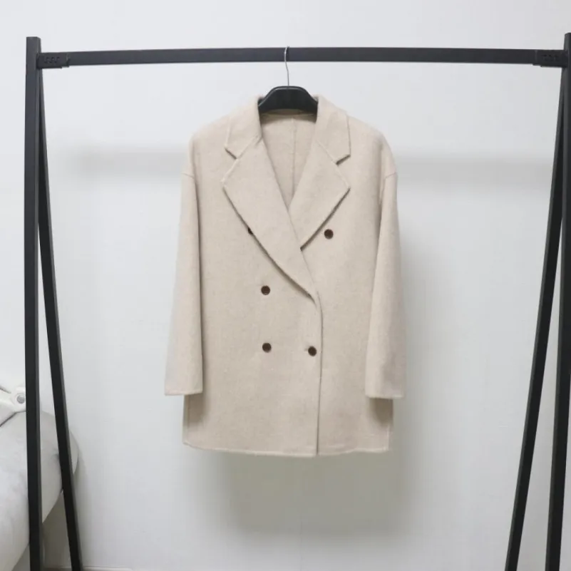 欧洲站小个子双面羊毛大衣外套女秋冬高级感羊毛呢2025新款春秋