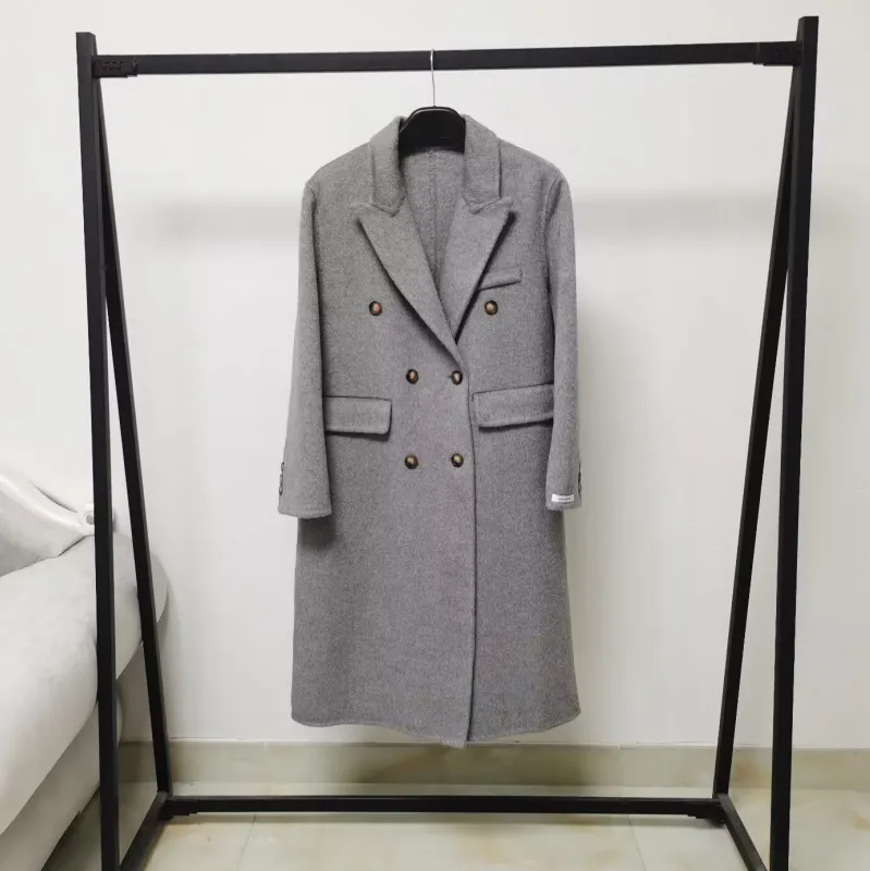 韩国东大门加厚气质时尚羊毛双面呢大衣女宽松中长款毛呢外套