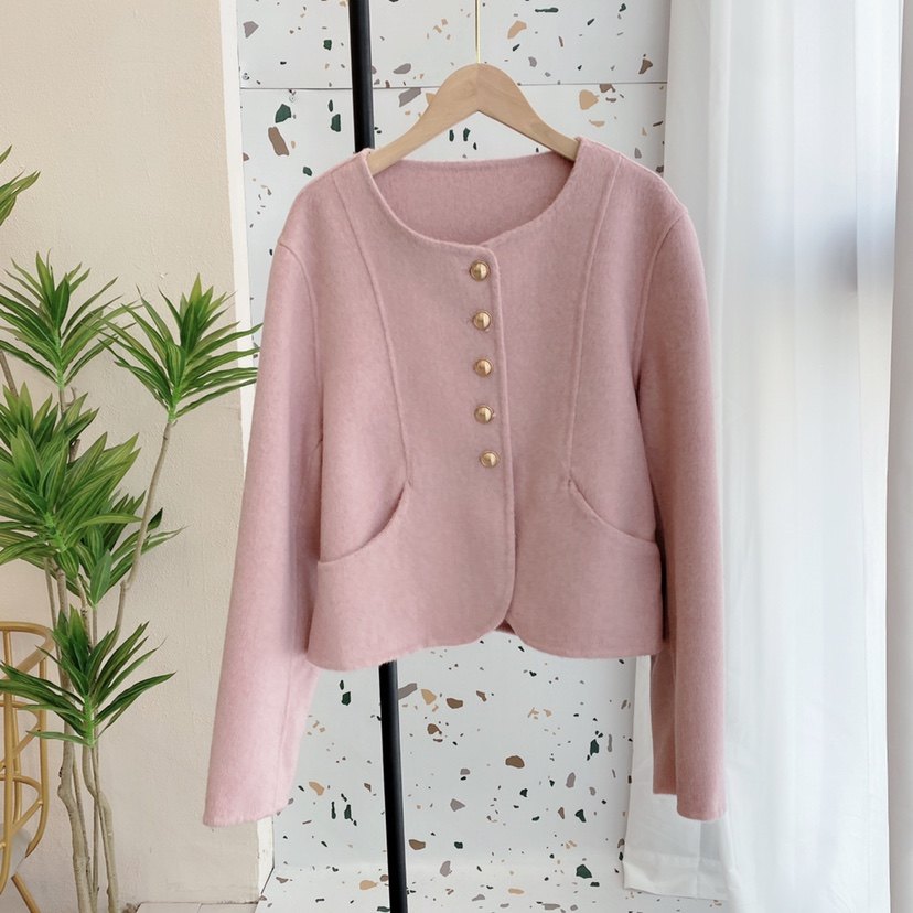 羊驼绒双面羊绒大衣女秋年新款韩系小个子羊毛呢子外套小香风