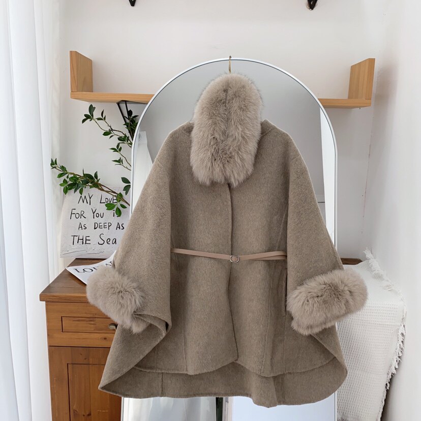 斗篷中长款羊毛羊绒韩版