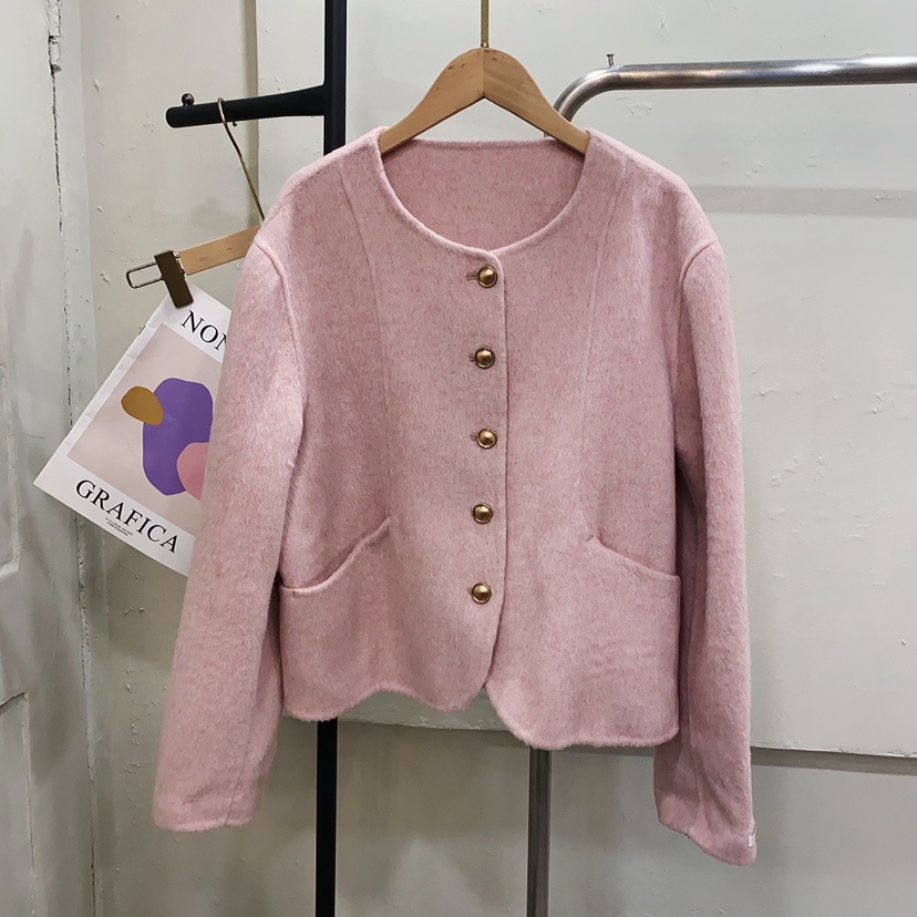 2025秋冬新款双面羊绒大衣女短款小个子宽松羊毛呢外套