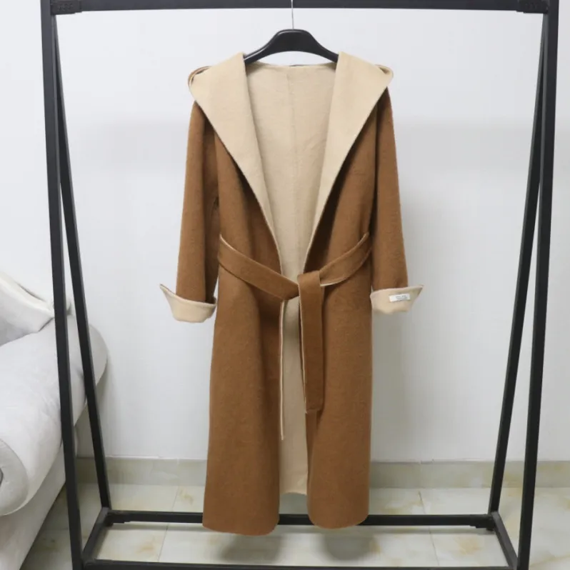 驼色宽松双面羊毛大衣女长款2025新款小个子秋冬高级感羊毛呢外套