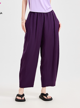 悠妍复古亚麻裤女宽松阔腿裤休闲九分裤显瘦棉麻灯笼萝卜瑜伽裤子