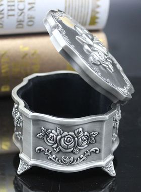 欧式复古立体玫瑰金属盒水晶骰子如尼收纳盒首饰盒礼品盒