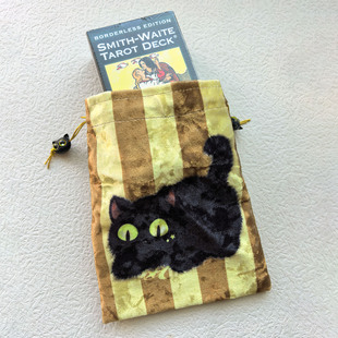 冰花绒牌袋 买大赠小 条纹猫 塔牌罗雷诺曼卡牌骰子收纳袋