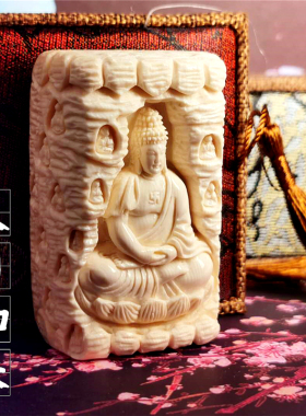 猛犸象牙手工雕刻定做守护神吊坠