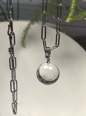 手作定制高级轻奢 白水晶正圆S925银万能扣吊坠 送钢项链