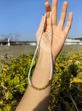 时尚高级轻奢 天然淡水珍珠小点位珍珠项链精致3mm锁骨链闺蜜链