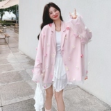 粉色立体花朵西装外套女2025秋季新款设计感甜美宽松薄纱小西服潮，女装西装，2C069