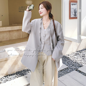 韩系通勤风西装套装女2025早秋新款时尚设计感气质马甲西服两件套图片
