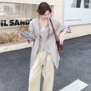 韩系通勤风西装套装女2025早秋新款时尚设计感气质马甲西服两件套图片