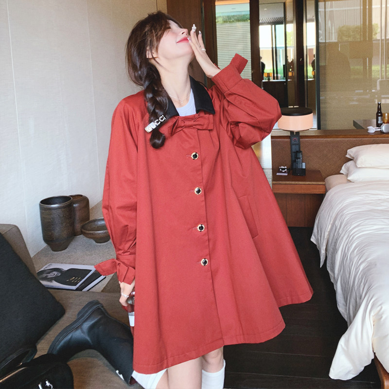 2026春款小个子宽松蝴蝶结风衣外套88015-P155K218,女装风衣,2C069