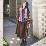 【大货】撞色拼接针织马甲+连衣裙套装6065-P175K288，女装套装/套裙，2C069