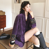 紫色复古灯芯绒小西装外套女秋装2025新款韩版显瘦设计感炸街西服，女装西装，2C069