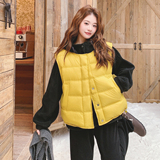 韩系穿搭黄色马甲羽绒服套装女秋冬超火好看高级感连帽卫衣两件套，女装羽绒服，2C069