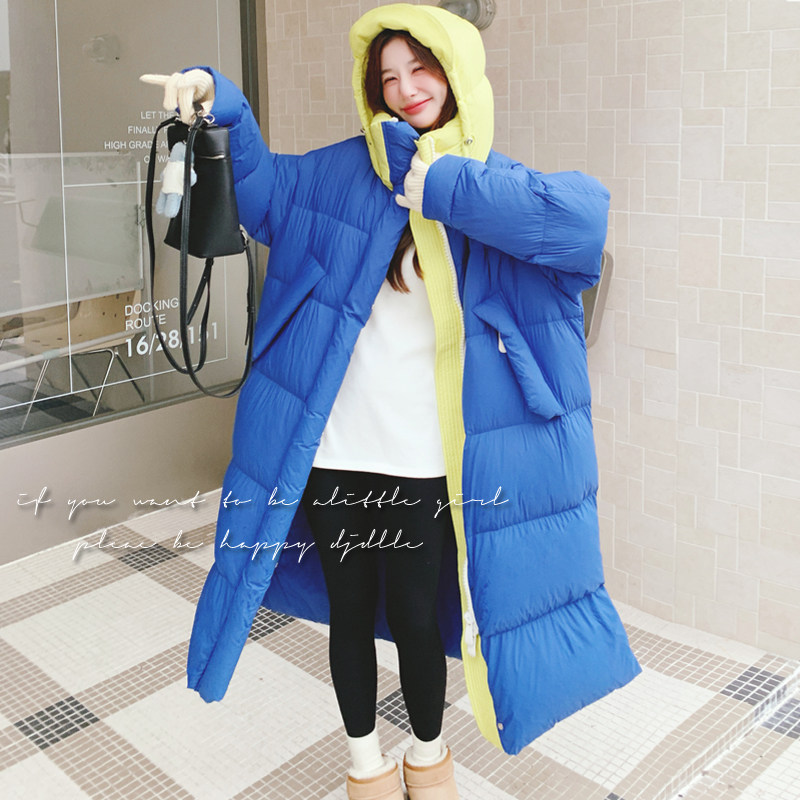 【】 撞色拼接连帽大被子加厚羽绒服 90绒 W18-P595 K778图片