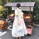 【】法式设计感蕾丝拼接涂鸦印花连衣裙7725-P145K208，女装连衣裙，2C069