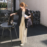 豹纹拼接黑色西装外套女2025春季新款复古设计感韩系百搭西服上衣，女装西装，2C069