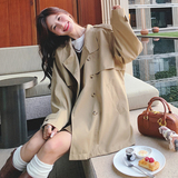 2026春新款港风复古双排扣卡其风衣外套88012-P145K198，女装风衣，2C069