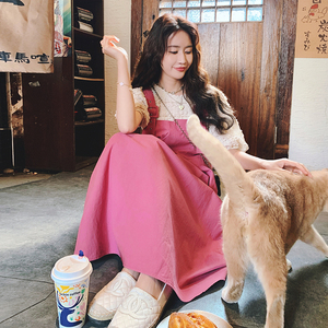 2026夏季设计感树莓粉宽松显瘦背带裙 88616-P145 K198图片