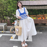 2025夏波浪纹针织吊带+衬衫裙套装88672-P155K218，女装套装/套裙，2C069