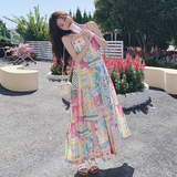 韩版甜美撞色吊带连衣裙女2025夏季新款法式收腰显瘦俏皮减龄长裙，女装套装/套裙，2C069
