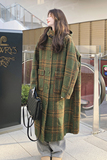 【】2026冬复古绿格长款毛呢大衣夹棉99920-P205K298，女装毛呢外套，2C069