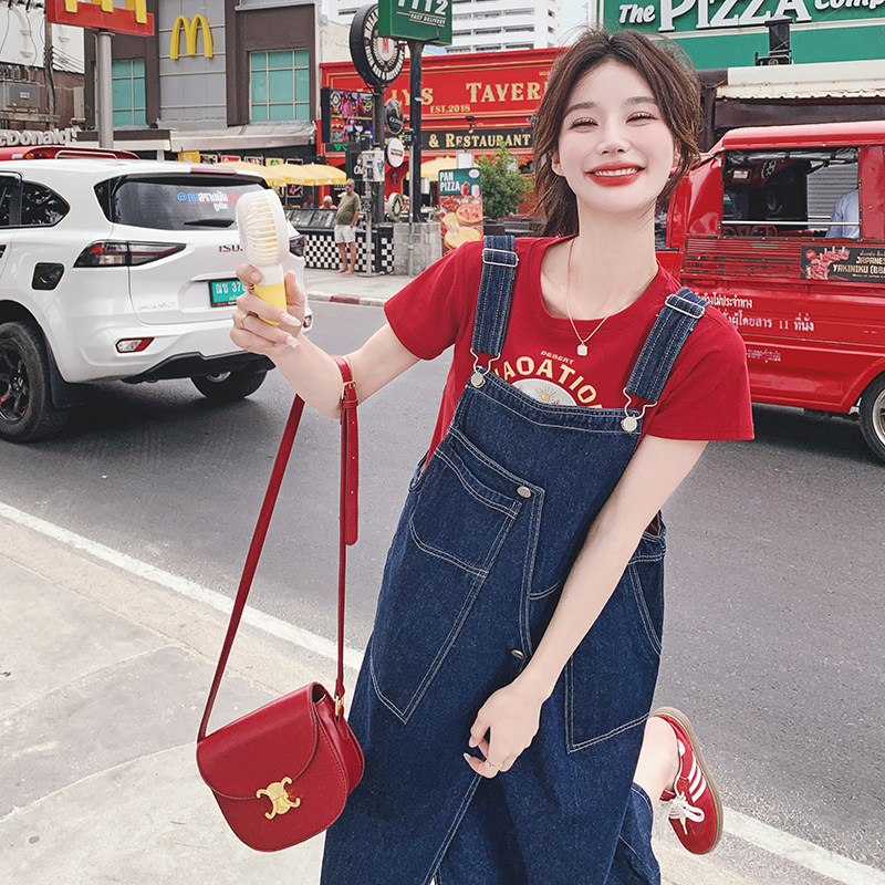 不规则设计感牛仔背带裙女2025夏季新款小个子宽松减龄休闲连衣裙,女装连衣裙,2C069