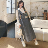 【】提花拼接牛仔背带裙+设计感衬衫套装2535-P185K258，女装套装/套裙，2C069